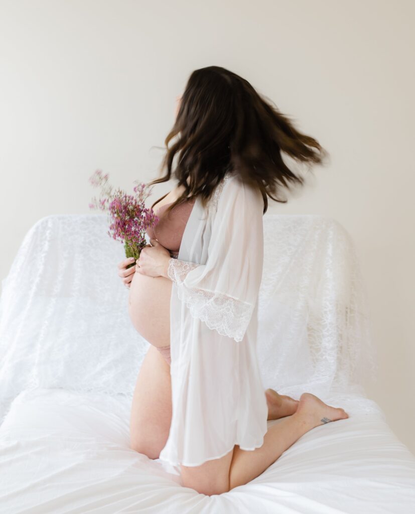 Studio maternity session in the Twin Cities with a second-time mom