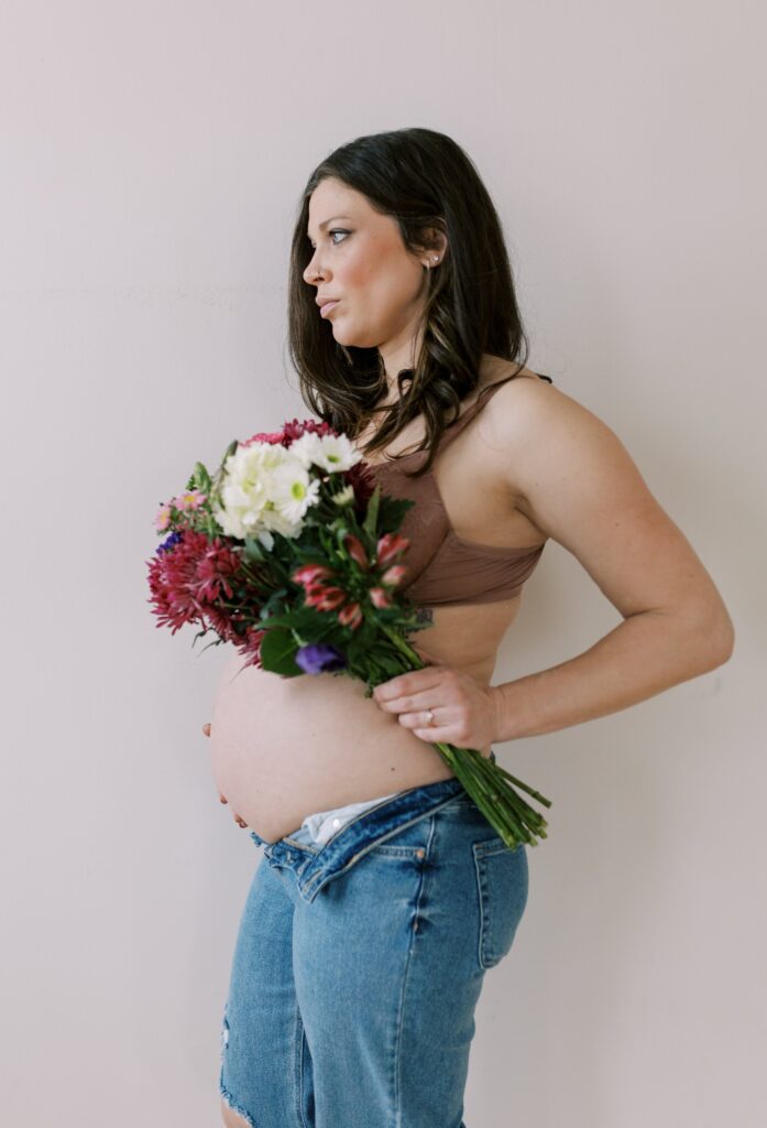 Studio maternity session in the Twin Cities with a second-time mom