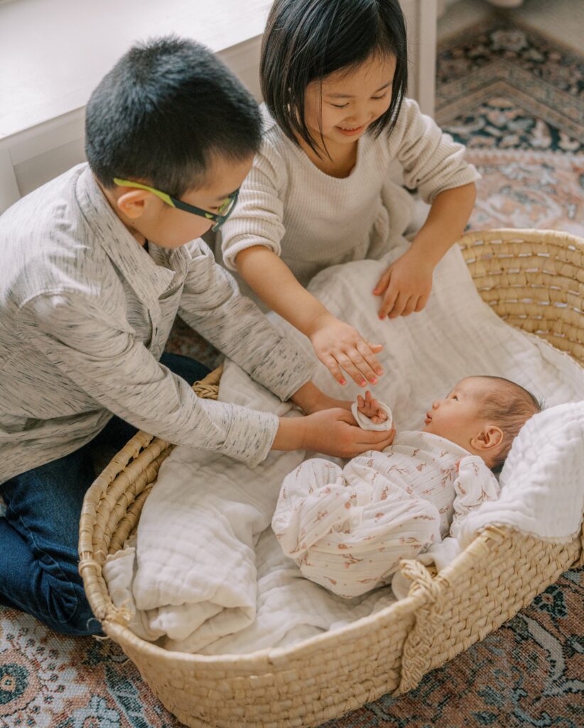In-home newborn session in St. Paul, MN with older siblings